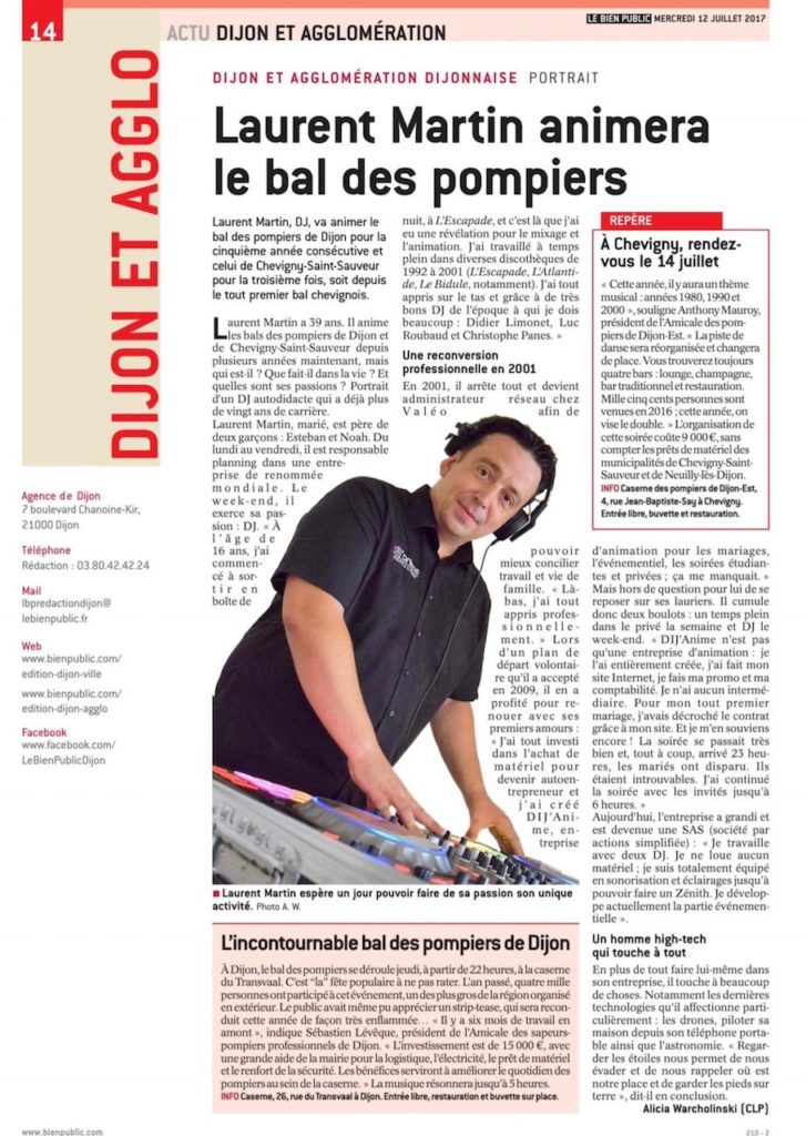 Dans le journal Le Bien Public.